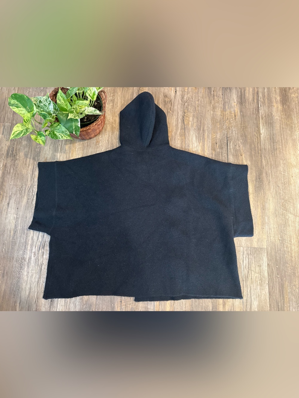 Free People Toggle Poncho In Black Hooded OS One Size - Picture 3 of 8